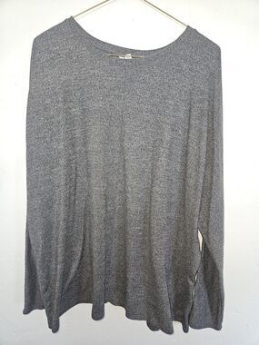 Time and True Women's Long Sleeve Thin Pullover, Heather Gray, Size XXL